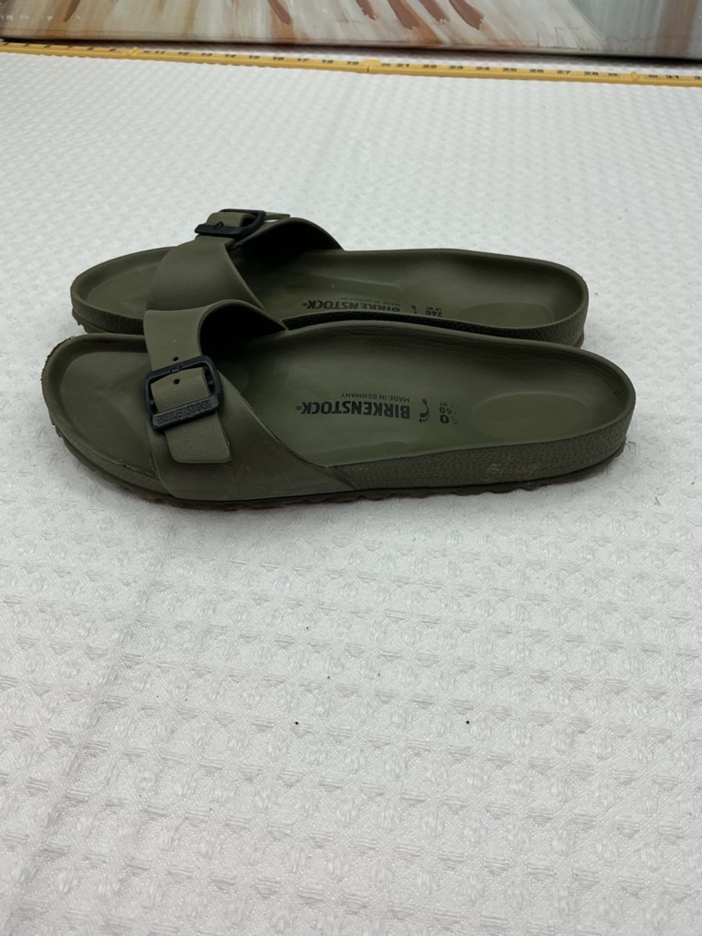 Birkenstock Olive Green Single-Strap EVA Slide Sandals